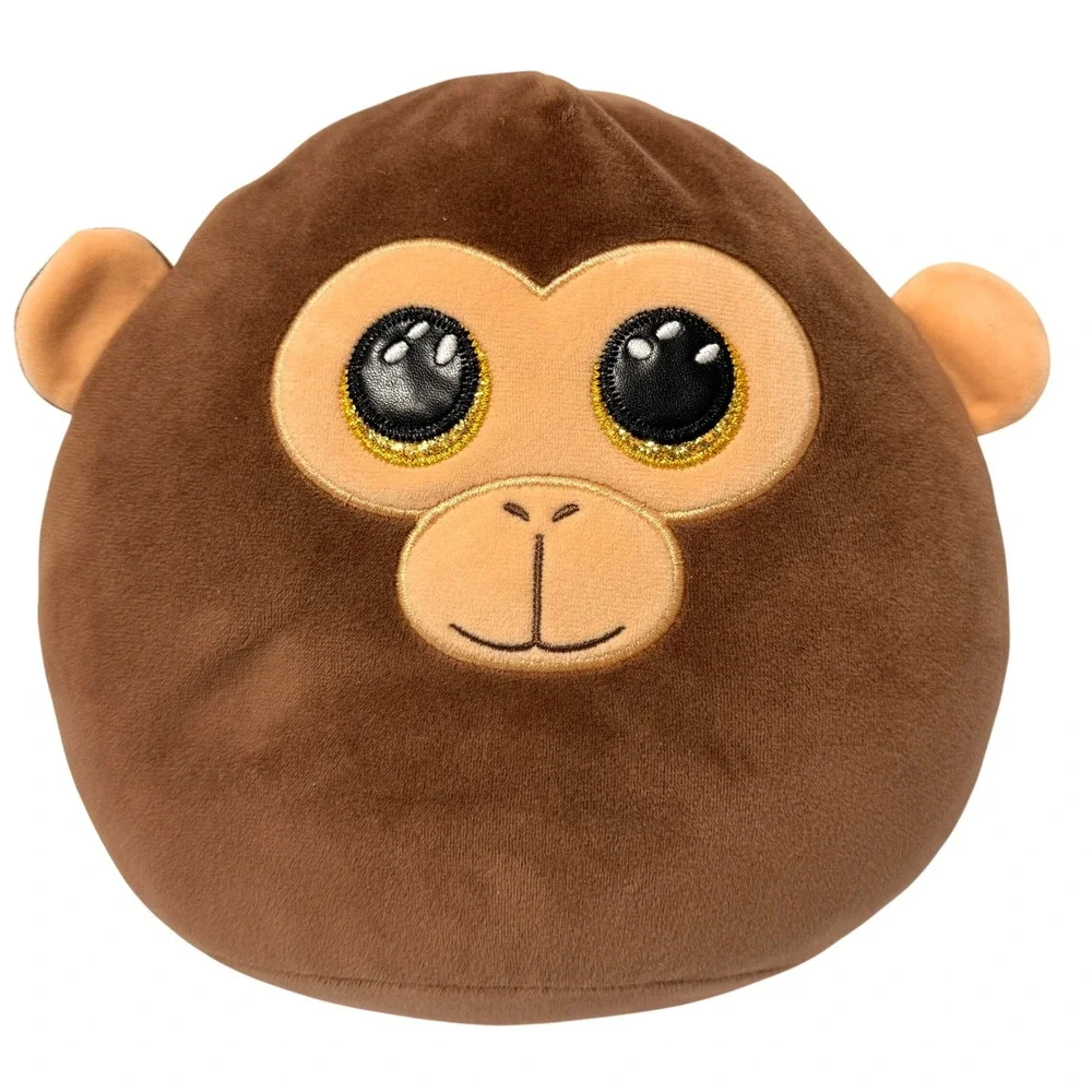 Ty Squish-a-Boos Coconut Monkey Brown Plush Stuffed Animal Gold Glitter‎ Eyes